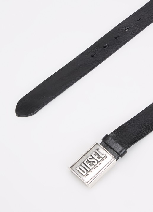 Diesel Heren B-Metal riem van leer in de kleur Zwart