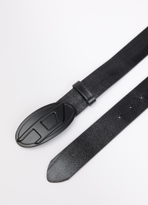 Diesel Heren B-1DR riem van leer met logo in de kleur Zwart