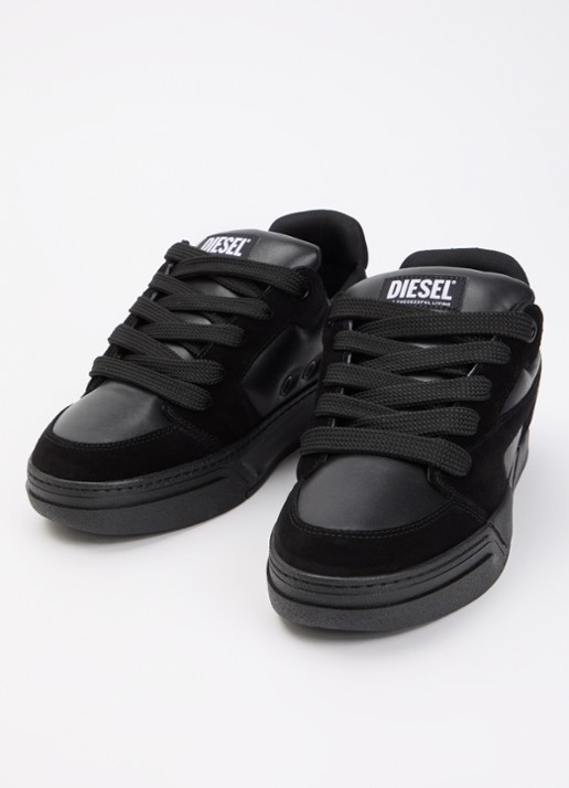 Diesel Heren S-D-Ollie sneaker van leer met suède details in de kleur Zwart