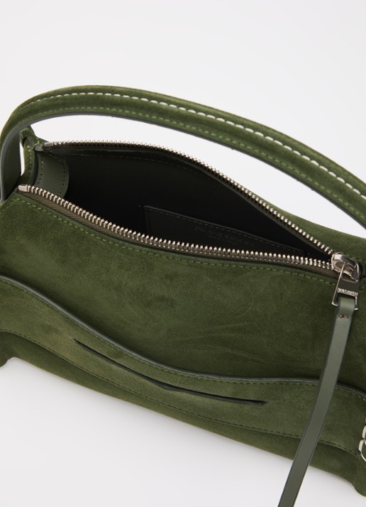 J.W. Anderson Dames Small Loafer handtas van kalfssuède met afneembare schouderriem in de kleur Donkergroen, maat: One Size