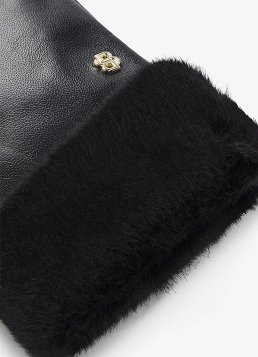 BOSS Dames Handschoenen met logo in de kleur Zwart