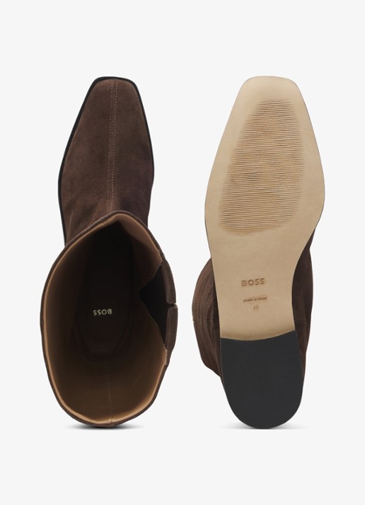 BOSS Dames Laars van leer in de kleur Dark Brown-207 / Bruin