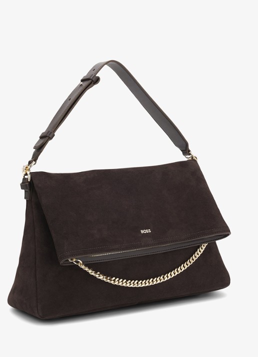 BOSS Dames Schoudertas met logo in de kleur Dark Brown-207 / Bruin
