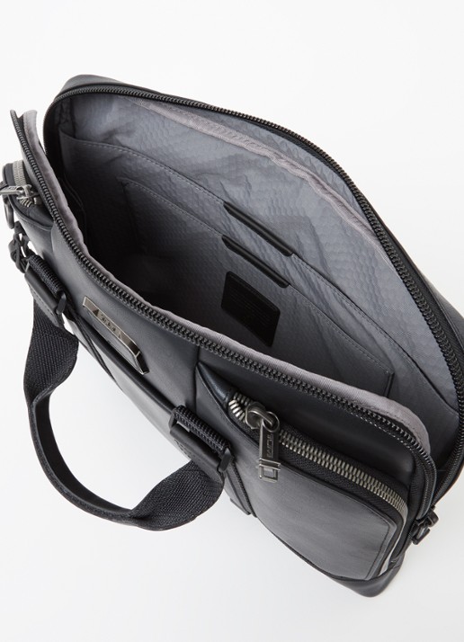 TUMI Alpha Bravo Academy Brief businesstas van leer met 15 inch laptopvak Zwart - Deal