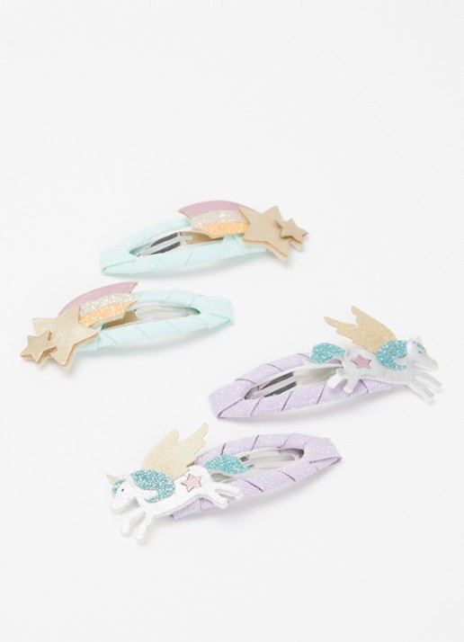 Mimi & Lula Meisjes My Little Unicorn haarclip in set van 4