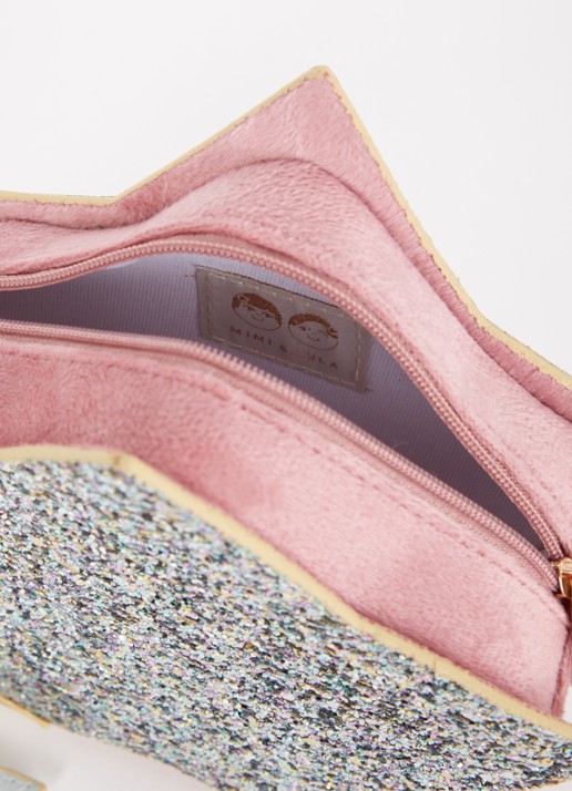 Mimi & Lula Meisjes Sparkly Glitter Star crossbodytas van fluweel met glitter in de kleur Roze, maat: ONE SIZE