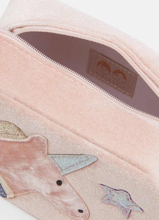Mimi & Lula Meisjes Unicorn Boxy crossbodytas van fluweel met glitter in de kleur Lichtroze, maat: One Size