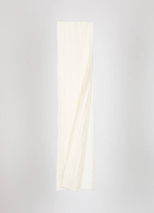 Ralph Lauren Dames Ribgebreide sjaal in kasjmierblend 183 x 27 cm in de kleur Creme, maat: ONE SIZE