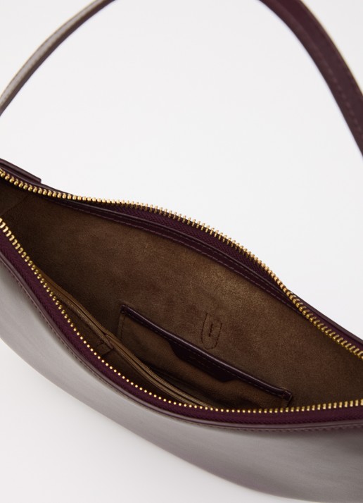 Ralph Lauren Dames Polo ID Mini schoudertas van leer in de kleur Aubergine, maat: OSZ