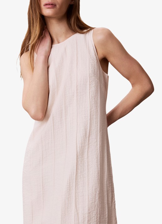 Calvin Klein Dames Sheer midi jurk met structuur in de kleur Creme