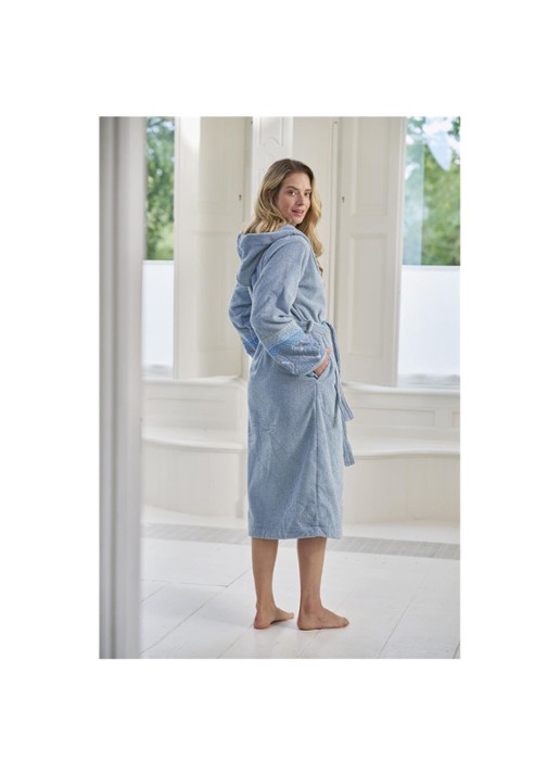 Pip Studio Dames Soft Zellige badjas van terry katoen in de kleur Lichtblauw, maat: S