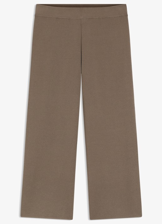 BOSS Dames Mid waist wide fit joggingbroek met rib structuur in de kleur Brown Overflow-915 / Bruin