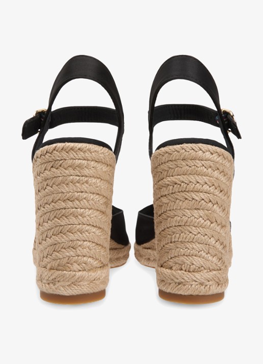 Tommy Hilfiger Dames Espadrille met hak in de kleur Zwart