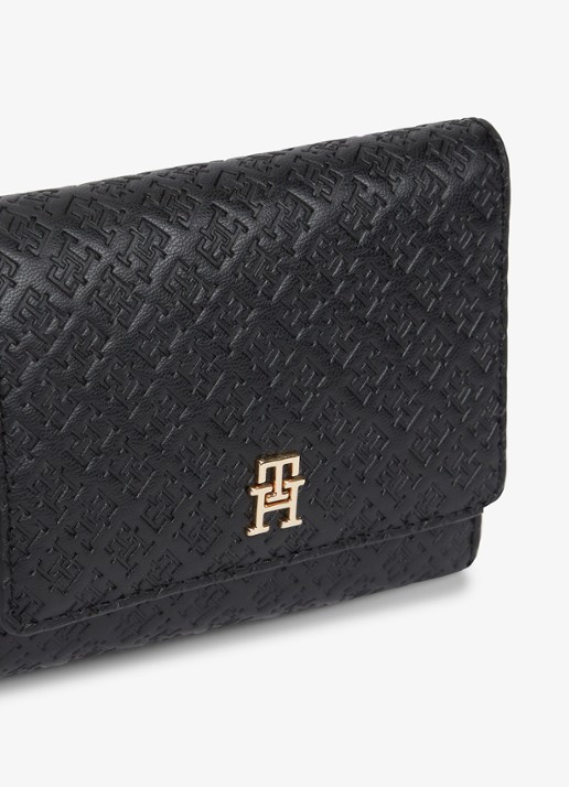 Tommy Hilfiger Dames Portemonnee met logoprint in de kleur Zwart