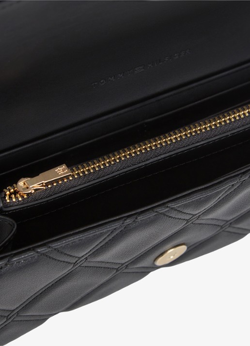 Tommy Hilfiger Dames Portemonnee met schouderriem in de kleur Zwart