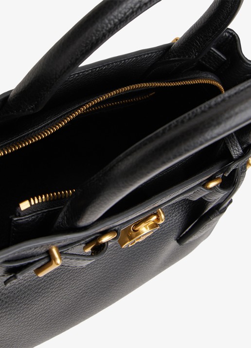 Tommy Hilfiger Dames Handtas van leer in de kleur Zwart