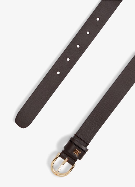 Tommy Hilfiger Dames Riem van leer met logo in de kleur Donkerbruin