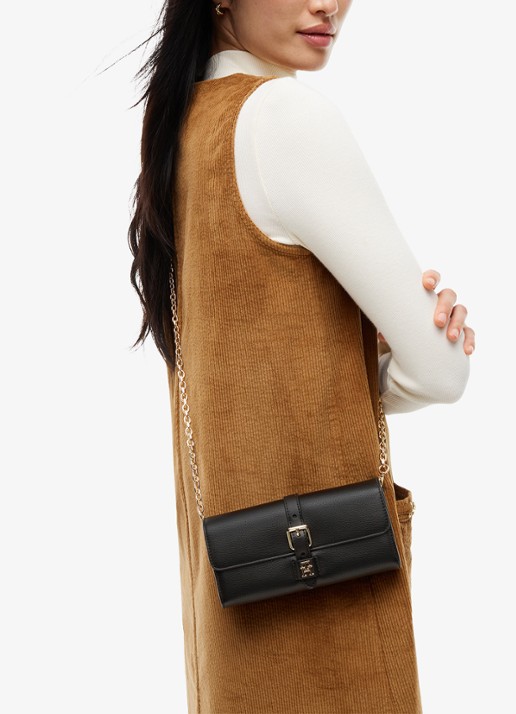 Tommy Hilfiger Dames Portemonnee met afneembare schouderband in de kleur Zwart