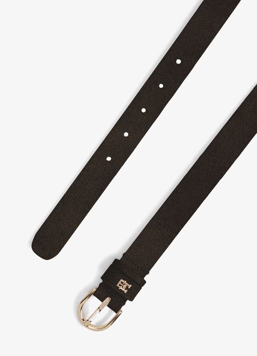 Tommy Hilfiger Dames Riem van leer met logo in de kleur Donkerbruin