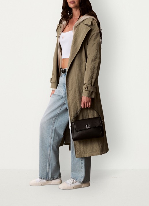 Calvin Klein Dames Schoudertas met logo in de kleur Zwart