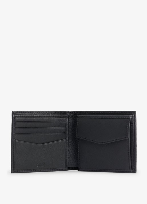 BOSS Heren New Crosstown portemonnee van leer in de kleur Zwart