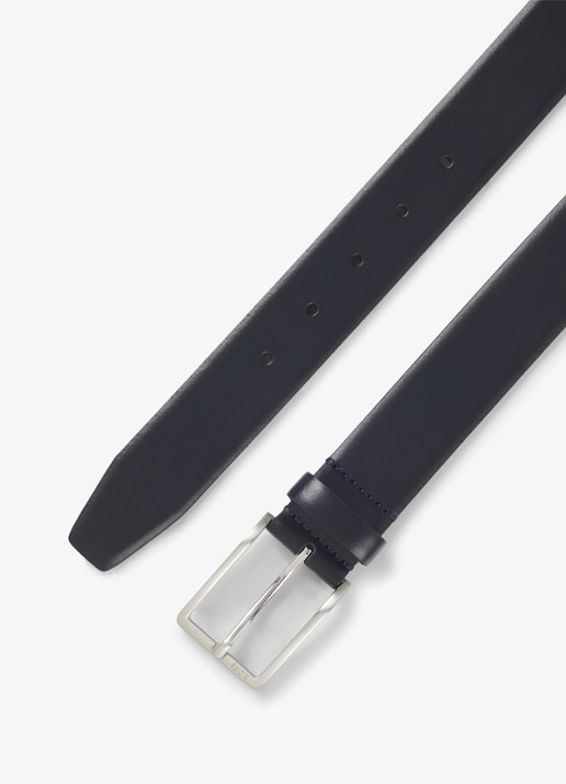 BOSS Heren Erman-L riem van leer in de kleur Donkerblauw