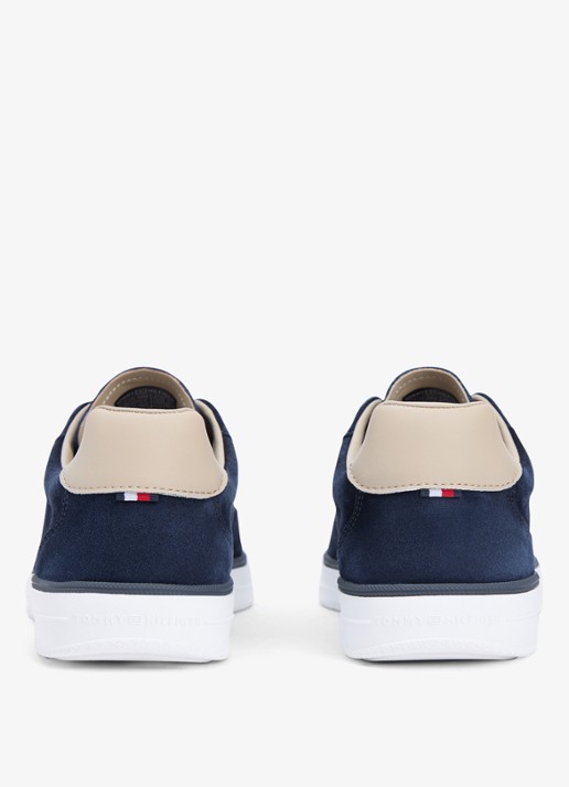Tommy Hilfiger Heren Sneaker van suède met logo in de kleur Donkerblauw