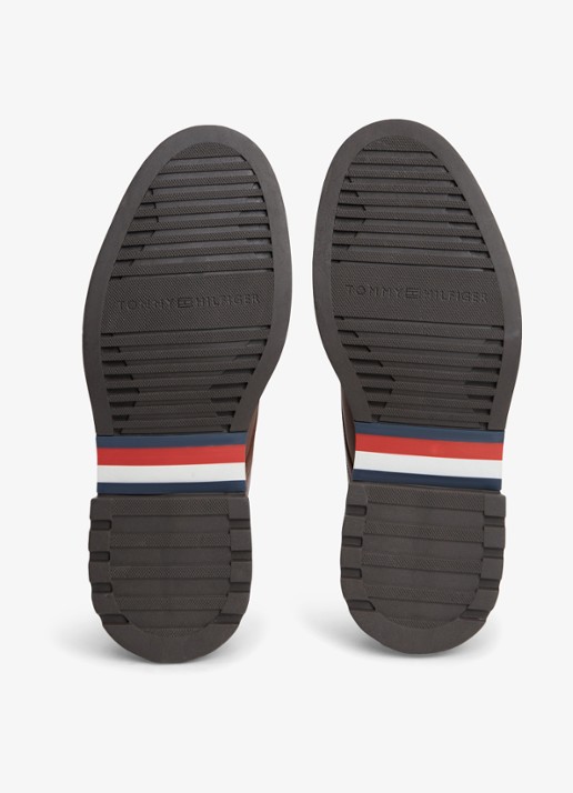 Tommy Hilfiger Heren Veterschoen met logo in de kleur Lichtbruin