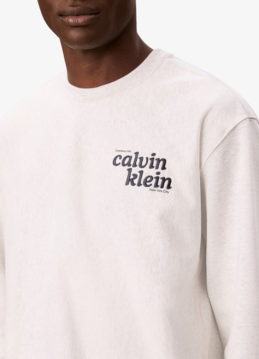 Calvin Klein Heren Sweater met logoborduring in de kleur Lichtgrijs