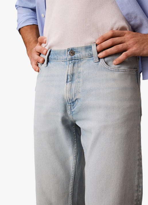 Calvin Klein Heren Tapered fit Jeans met steekzakken in de kleur Lichtblauw