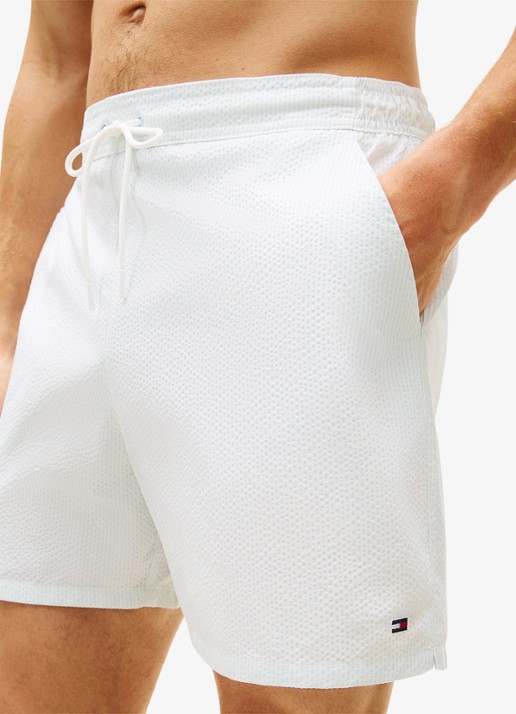 Tommy Hilfiger Heren Zwemshorts met streepprint en logo in de kleur Lichtblauw