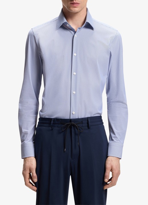 BOSS Heren Slim fit overhemd met grafische print in de kleur Light/Pastel Blue-452 / Lichtblauw