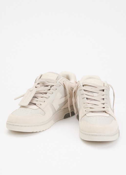 Off-White Heren Out Of Office sneaker van kalfsleer met kalfssuède details in de kleur Beige, maat: 40