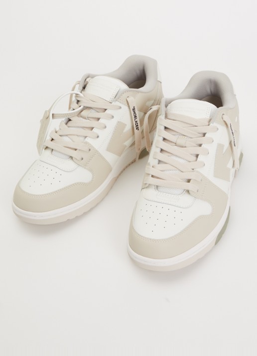 Off-White Heren Out Of Office sneaker van kalfsleer in de kleur Beige, maat: 45
