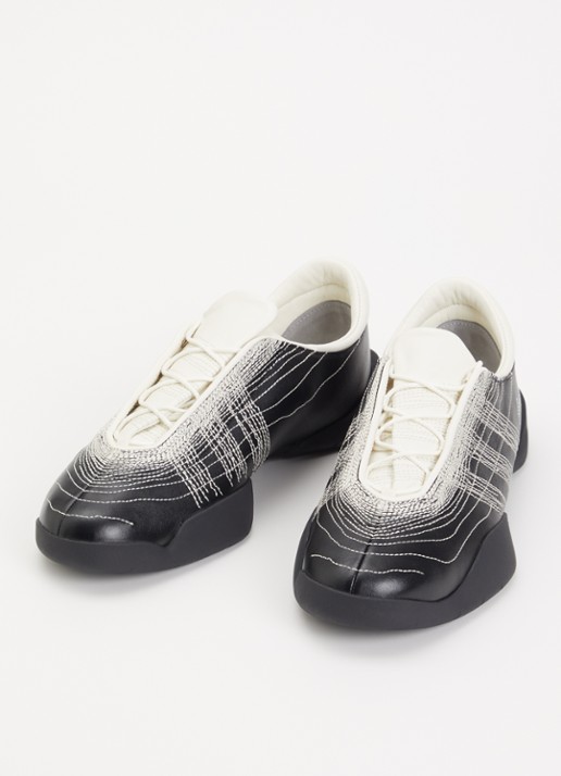 Y-3 Dames Regu Embroidery sneaker van leer in de kleur Zwart, maat: 41 1/3
