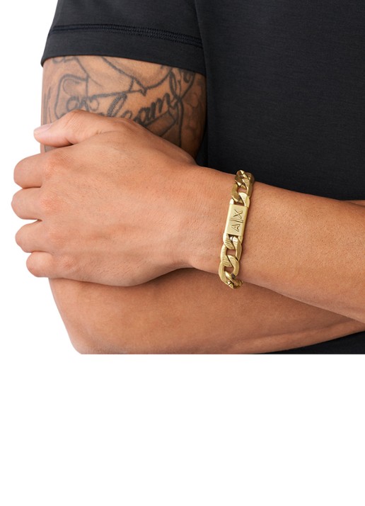 Armani Heren Classic schakelarmband met logo AXG0078710 in de kleur Goud