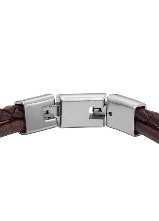 Fossil Heren Wikkelarmband van leer JF04702040 in de kleur Donkerbruin