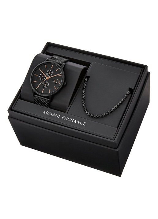 Armani Heren Horloge en armband set van 2 AX7162SET in de kleur Zwart