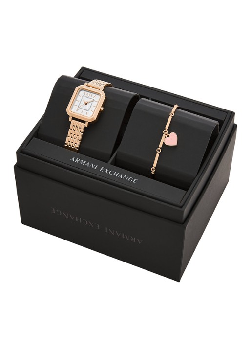 Armani Dames Horloge en armband set van 2 AX7164SET in de kleur Roségoud