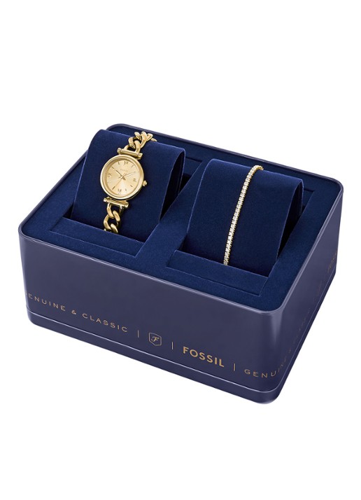 Fossil Dames Carlie horloge en armband set van 2 ES5387SET in de kleur Goud