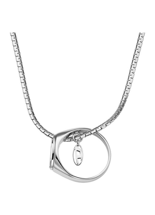 Diesel Heren Oval D Logo ketting DX1644040 in de kleur Zilver