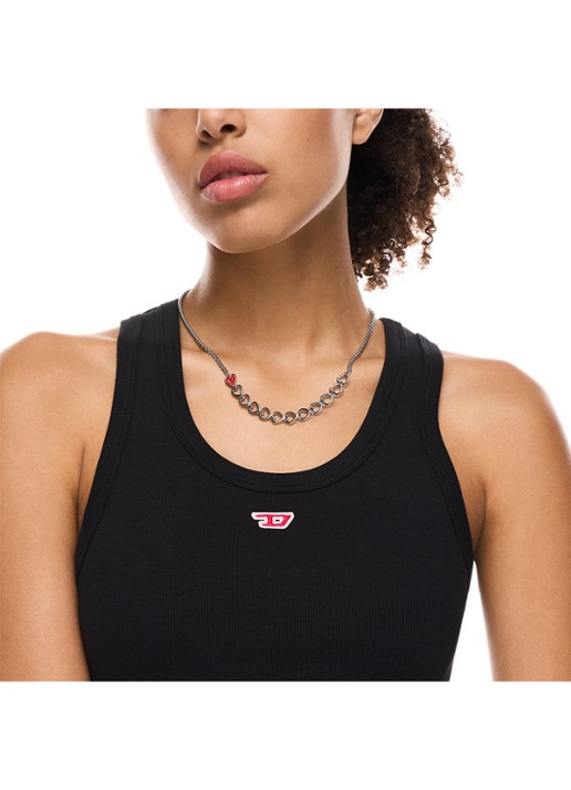 Diesel Dames D Logo ketting DX1666040 in de kleur Zilver