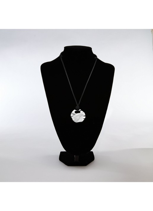 Skagen Dames Moderne Stak ketting van leer SKJ1898040 in de kleur Zilver