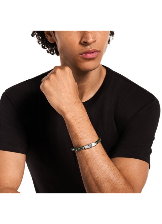 Armani Heren Armband van leer EGS3320040 in de kleur Groen
