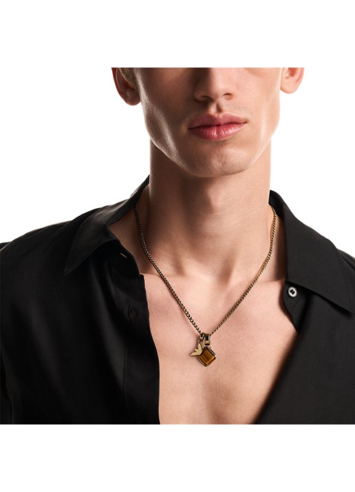 Armani Heren Eagle Logo ketting EGS3380251 in de kleur Goud