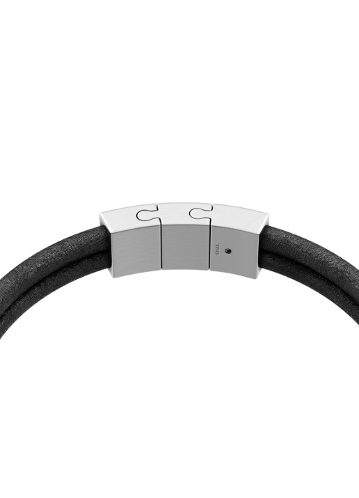 Fossil Heren Machine armband van leer JF05008040 in de kleur Zwart