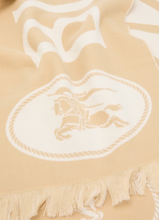 Burberry Dames Sjaal van wol met logoprint 170 x 35 cm in de kleur Zand, maat: One Size