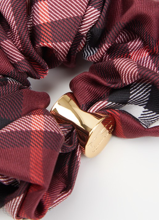 Burberry Dames Check scrunchie van zijde met ruitdessin in de kleur Rood, maat: ONE SIZE