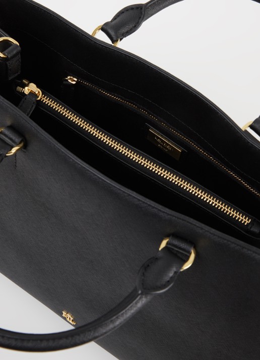 Ralph Lauren Dames Handtas van leer met logo in de kleur Zwart, maat: 1 SIZE