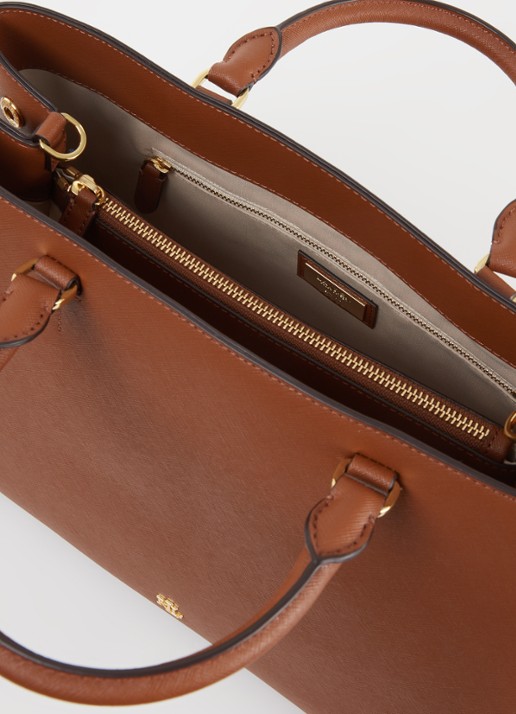 Ralph Lauren Dames Handtas van leer met logo in de kleur Cognac, maat: 1 SIZE
